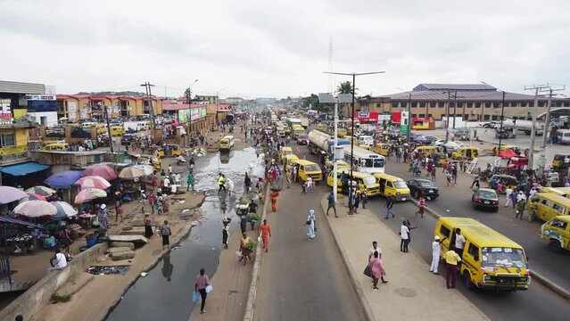 28 July 2023, Lagos Nigeria: Outdoor view of Ile epo road located close to Ile epo market in Agege, Lagos Nigeria