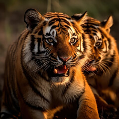 Fototapeta premium Tiger, Wildlife Photography, Generative AI