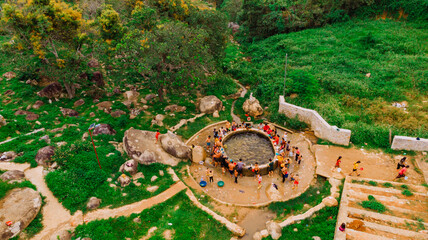 Community wells, hot mineral water wells in Dam Rong 