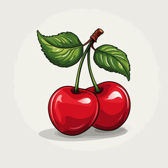 Cherry. Cherry hand-drawn comic illustration. Vector doodle style cartoon illustration.