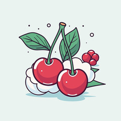 Cherry. Cherry hand-drawn comic illustration. Vector doodle style cartoon illustration.