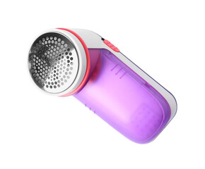 Modern violet fabric shaver on white background