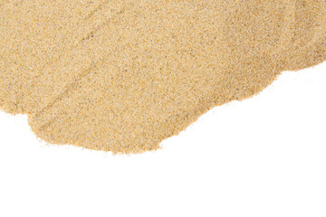 Fototapeta na wymiar Pile of dry beach sand isolated on white, top view