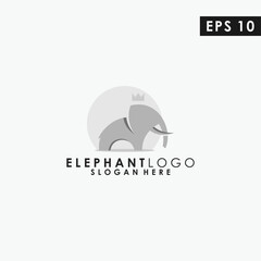 Elephant King With Crown Modern Logo Design With Flat Style Vector Template Isolated In Shape