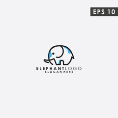 Elephant Line Logo Design Vector Template With Logogram Style