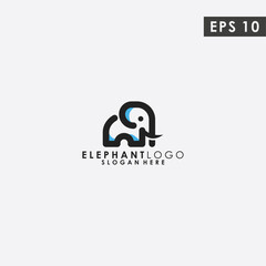Elephant Line Logo Design Vector Template With Logogram Style