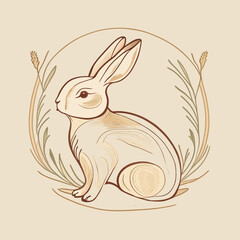 Easter bunny with floral design, vector illustration.