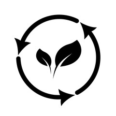 Organic recycling icon, environmental care, environmental reusability, reuse friendly ecology, REplaceable vector design.