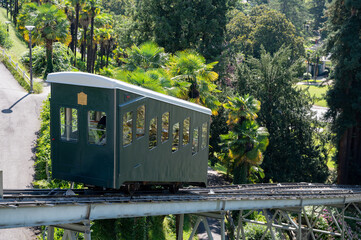 View of the funicular of the city of Pau, historic district