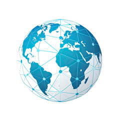 Globe Icon Signifying Global Connections isolated on transparent background. Generative AI.