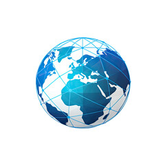 Icon of Globe Indicating Global Connectivity isolated on transparent background. Generative AI.