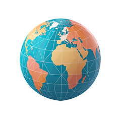 Networking Globe Icon on White Background isolated on transparent background. Generative AI.