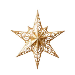 Obraz premium Sparkling Gold Star Tree Topper isolated on transparent background. Generative AI.