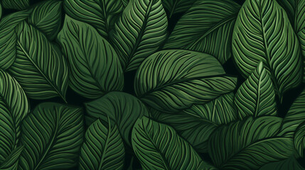 Naklejka na ściany i meble Tropical leaf line art background vector