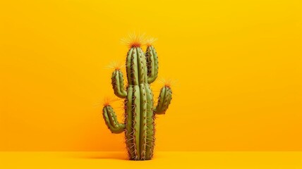 cactus on yellow background