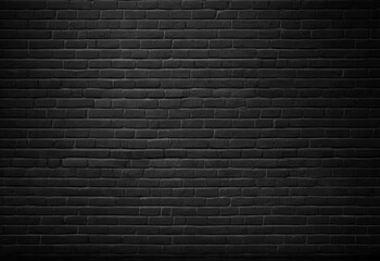 Black brick wall background texture. AI generative