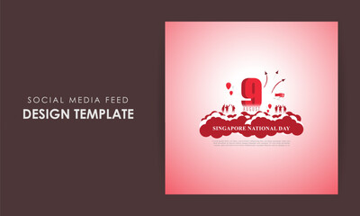 Vector illustration of Singapore National Day social media story feed mockup template