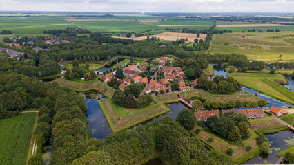 Obraz premium Aerial drone photo of fort Bourtange in Groningen