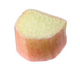 One piece of fresh ripe rhubarb isolated on white