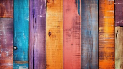 Generative AI : colorful painted wooden texture background