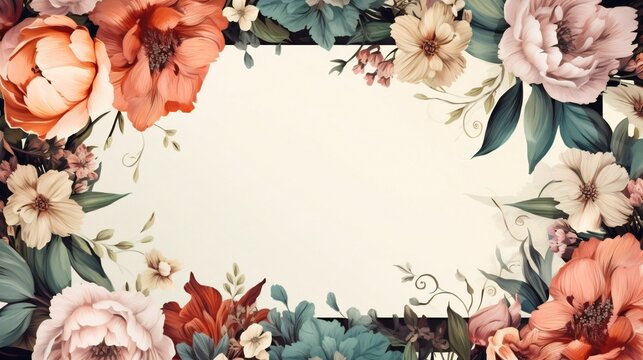 Generative AI : Styled stock photo. Feminine wedding desktop mockup with Blossoming Garden and white background. Empty space. Top view. Picture for blog.