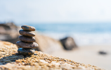 stack of stones on beach