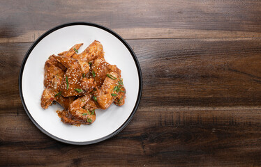 Wings with sauce,  chicken saucy wings top view