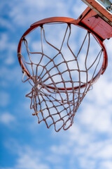 a Close-up of the basketball court rings in the park concept of love the game of basketball 