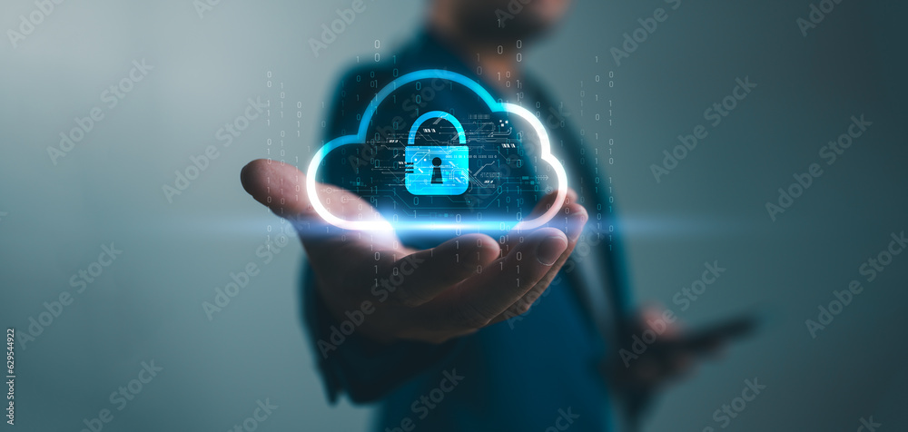 Poster Technology Concept of cybersecurity, information security and encryption, secure access to user's personal information, secure Internet access, cybersecurity. User privacy security and encryption