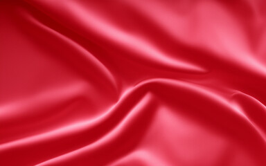 Plakat Red satin texture. Silky texture. Satin dress close-up. AI generative