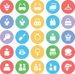 Set of Girl Fashion Bold Line Icons

