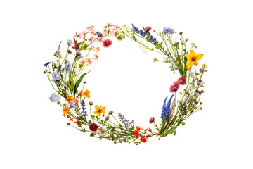 Garland from wildflowers on a white background