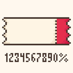 pixel coupon.Sale ticket template, discount,bright 8-bit coupon. Vector illustration