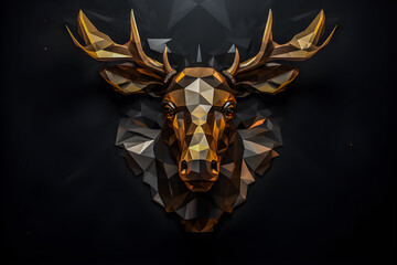 Polygon style of deer face on black background