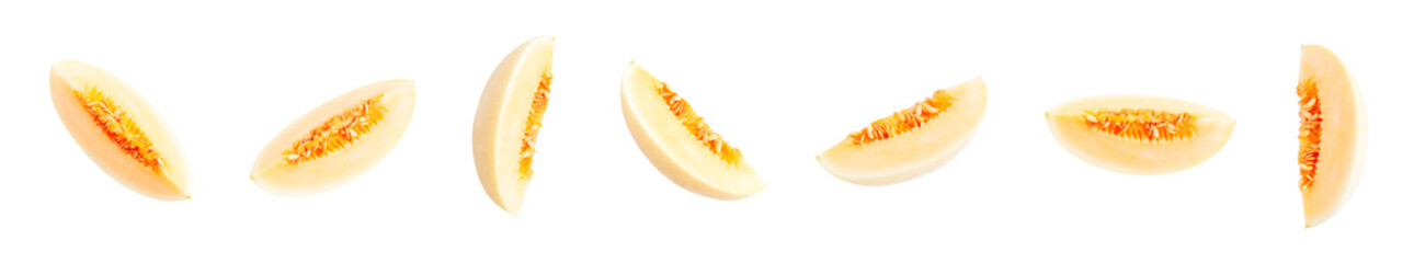 Fresh Honeydew melon sliced isolated on white background, Ripe honeydew melon