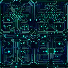 Seamless electric circuit board, infinite endless pattern, tile, generative ai