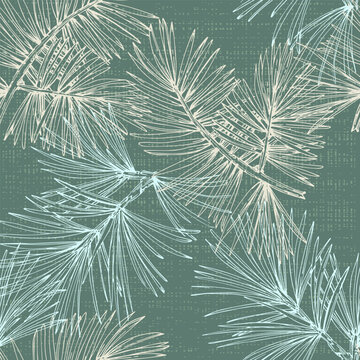 Hand drawn seamless pattern with fir branches and hanging decoration, great for christmas banners, wallpapers, wrapping, textiles - vector design