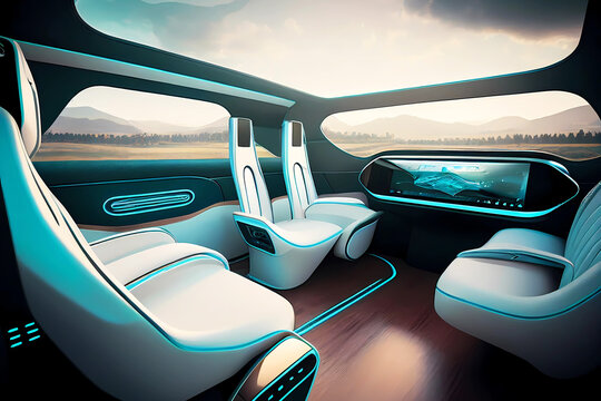 Self driving electric car. Generative ai design.