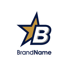Obraz premium Initial B Gold Star Logo