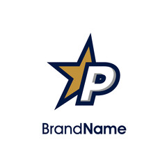 Initial P Gold Star Logo