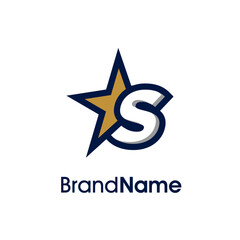 Initial S Gold Star Logo