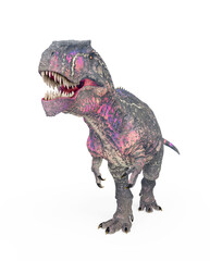 giganotosaurus is walking on white background bird eye view © DM7