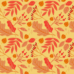 Autumn seamless pattern design. Repeat design with autumn thematics elements