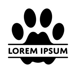 Leopard paw split frame, Wildcat footprint template for custom text © Kateryna