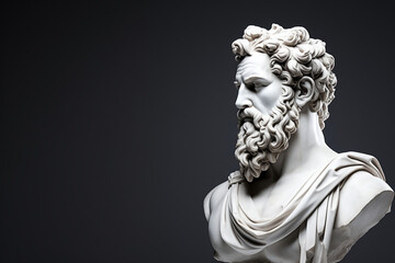Marble majesty of a Greek god statue - captivating elegance on a pristine background - obrazy, fototapety, plakaty