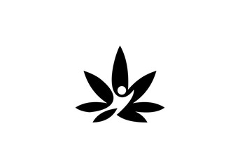 people and cannabis illustration logo