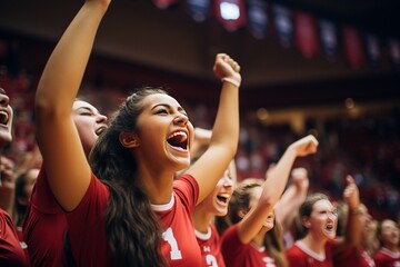 Olleyball players excitement of victory win generative AI