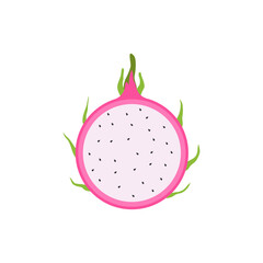 dragon fruit flat design vector illustration. Vector ripe pitahaya, juicy tropical fruit, vegetarian food, grocery product. Pithaya, exotic tropical dragonfruit