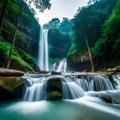 waterfall in kanchanaburi country Generated by ai	