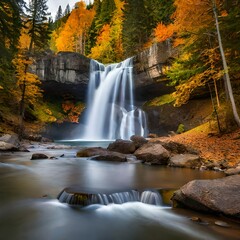 waterfall in autumn forest Generated by ai	